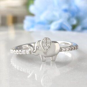 Dainty Elephant Ring, 925 Sterling Silver Size 6